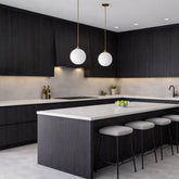Dark Wood Frameless Euro-Style Kitchen Cabinets