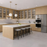 Natural Oak Frameless Euro-Style Kitchen Cabinets