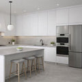 Matte White Frameless Euro-Style Kitchen Cabinets